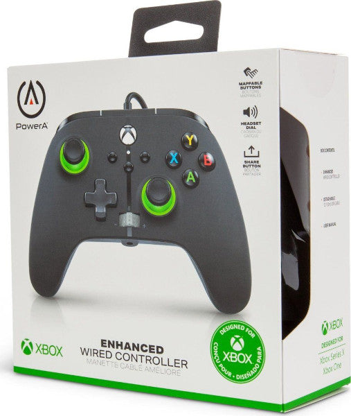 POWER A ENHANCED WIRED CONTROLLER BLACK/GREEN (NEGRO/VERDE) (XBONE/PC)