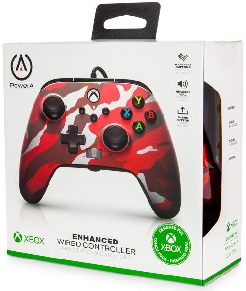 POWER A ENHANCED WIRED CONTROLLER– METALLICCAMO/RED (ROJO METALICO MILITAR) (XBONE/PC)