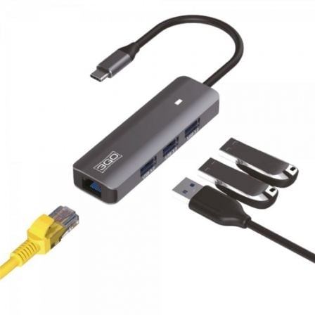 HUB USB Tipo-C 3GO HUB37PETHC/ 3xUSB/ 1xRJ45/ Gris