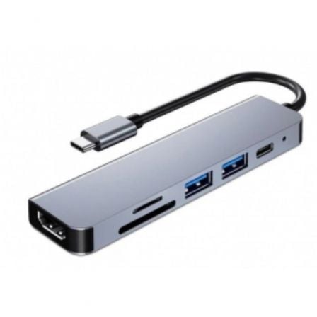 Docking USB Tipo-C 3GO HUB3UCRH4K/ 3xUSB/ 1xUSB Tipo-C/ 1xHDMI/ 1xLector tarjetas/ Gris