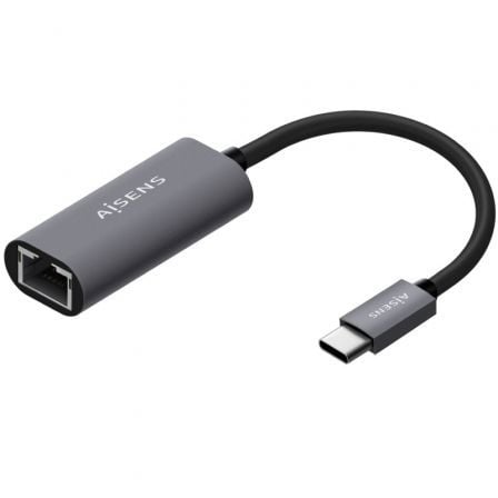 Adaptador USB Tipo-C Aisens A109-0709/ USB Tipo-C Macho - RJ45 Hembra/ 1000Mbps/ 15cm/ Gris