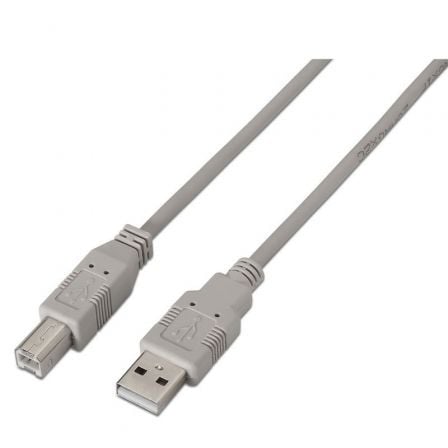 Cable USB 2.0 Impresora Aisens A101-0002/ USB Tipo-B Macho - USB Macho/ Hasta 2.5W/ 60Mbps/ 1.8m/ Beige