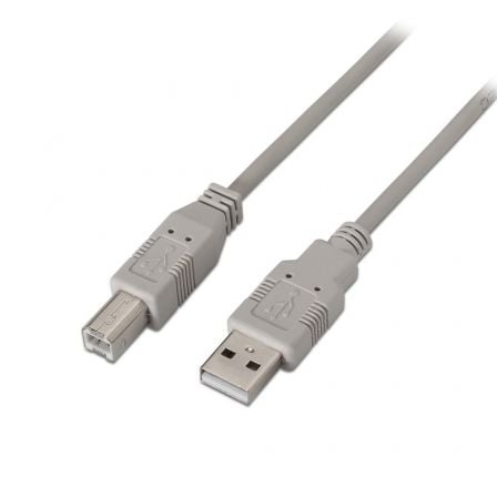 Cable USB 2.0 Impresora Aisens A101-0004/ USB Tipo-B Macho - USB Macho/ Hasta 2.5W/ 60Mbps/ 4.5m/ Beige