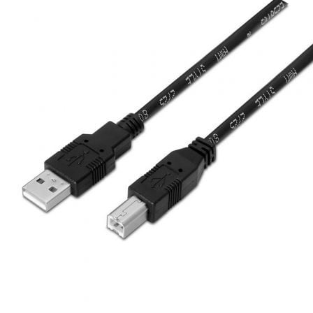 Cable USB 2.0 Impresora Aisens A101-0007/ USB Tipo-B Macho - USB Macho/ Hasta 2.5W/ 60Mbps/ 3m/ Negro