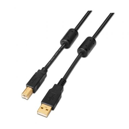 Cable USB 2.0 Impresora Aisens A101-0010/ USB Tipo-B Macho - USB Macho/ Hasta 2.5W/ 60Mbps/ 3m/ Negro