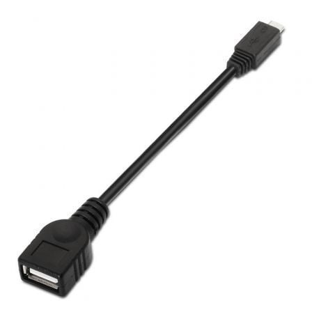 Cable USB 2.0 Aisens A101-0031/ MicroUSB Macho - USB Hembra/ Hasta 2.5W/ 60Mbps/ 15cm/ Negro