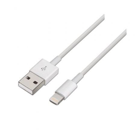 Cable Lightning Aisens A102-0036/ USB Macho - Lightning Macho/ Hasta 2.5W/ 60Mbps/ 2m/ Blanco