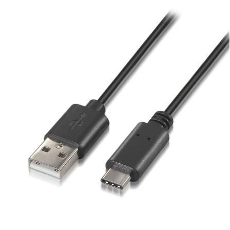 Cable USB 2.0 Tipo-C Aisens A107-0050/ USB Tipo-C Macho - USB Macho/ Hasta 9W/ 625Mbps/ 50cm/ Negro