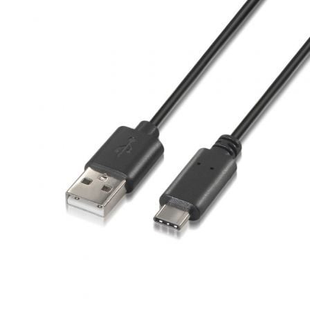 Cable USB 2.0 Tipo-C Aisens A107-0051/ USB Tipo-C Macho - USB Macho/ Hasta 9W/ 625Mbps/ 1m/ Negro