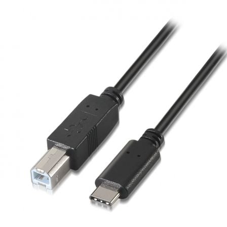 Cable USB 2.0 Impresora Aisens A107-0053/ USB Tipo-C Macho - USB Tipo-B Macho/ Hasta 9W/ 625Mbps/ 1m/ Negro