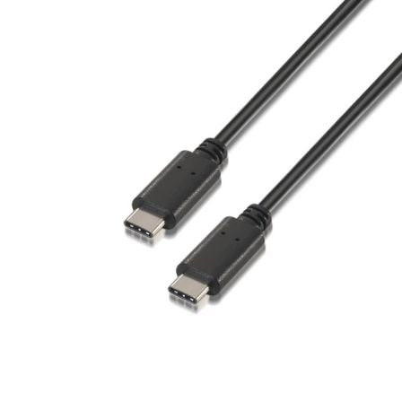 Cable USB 2.0 Tipo-C Aisens A107-0058/ USB Tipo-C Macho - USB Tipo-C Macho/ Hasta 9W/ 625Mbps/ 3m/ Negro