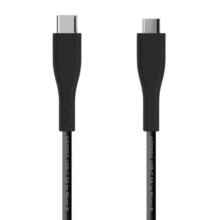 Cable USB 2.0 Aisens A107-0349/ USB Tipo-C Macho - MicroUSB Macho/ Hasta 15W/ 60Mbps/ 1m/ Negro