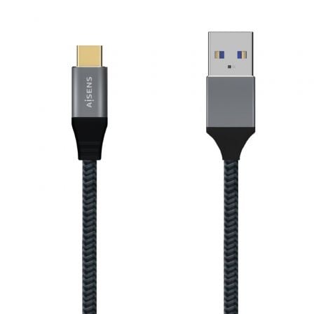 Cable USB 3.1 Aisens A107-0630/ USB Tipo-C Macho - USB Macho/ Hasta 27W/ 1250Mbps/ 50cm/ Gris