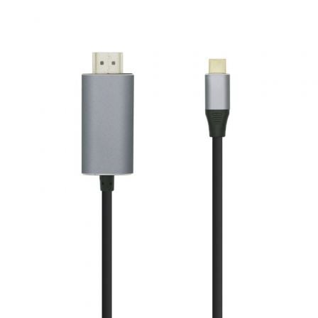 Cable Conversor Aisens A109-0392/ USB Tipo-C Macho - HDMI Macho/ Hasta 27W/ 1250Mbps/ 0.8m/ Negro