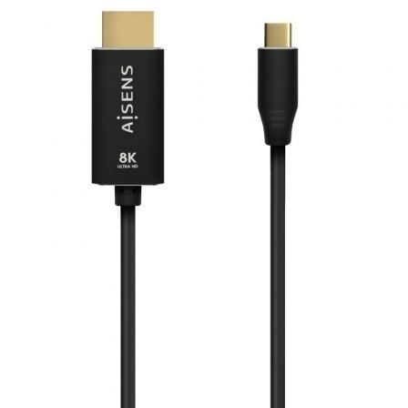 Cable Conversor Aisens A109-0711/ USB Tipo-C Macho/ HDMI 8K Macho/ Hasta 27W/ 6000Mbps/ 1m/ Negro