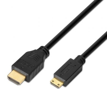 Cable HDMI Aisens A119-0114/ HDMI Macho - Mini HDMI Macho/ Hasta 10W/ 720Mbps/ 1.8m/ Negro