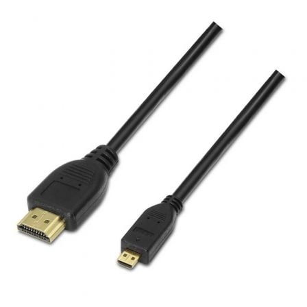 Cable Micro HDMI Aisens A119-0116/ HDMI Macho - Micro HDMI Macho/ Hasta 10W/ 720Mbps/ 80cm/ Negro