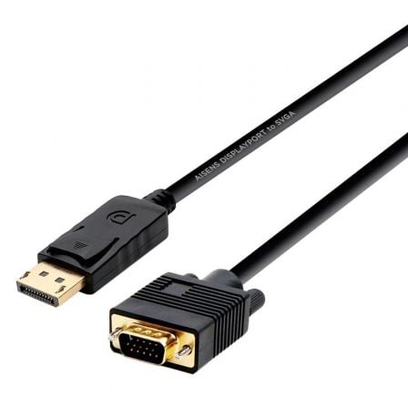 Cable Conversor Aisens A125-0365/ DisplayPort Macho - VGA Macho/ Hasta 5W/ 2300Mbps/ 2m/ Negro