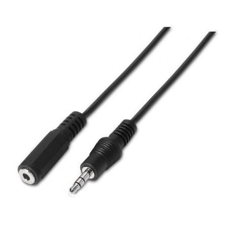 Adaptador Estéreo Aisens A128-0146/ Jack 3.5 Macho - Jack 3.5 Hembra/ Hasta 0.1W/ 3m/ Negro