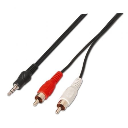 Cable Estéreo Aisens A128-0147/ Jack 3.5 Macho - 2x RCA Macho/ Hasta 0.1W/ 1.5m/ Negro