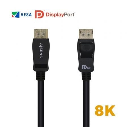 Cable Displayport 1.4 8K Aisens A149-0433/ Displayport Macho - Displayport Macho/ 3m/ Certificado/ Negro