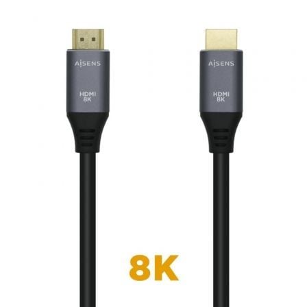 Cable HDMI 2.1 8K Aisens A150-0426/ HDMI Macho - HDMI Macho/ 1m/ Gris Negro