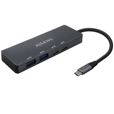 Hub USB Tipo-C Aisens A109-0744/ 2xUSB/ 2xUSB Tipo-C/ Gris