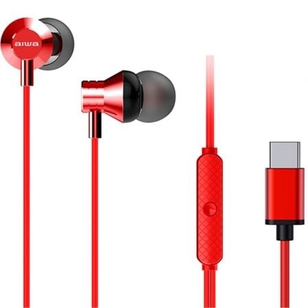 Auriculares Intrauditivos Aiwa ESTM-50USB-C/RD/ con Micrófono/ USB Tipo-C/ Rojo