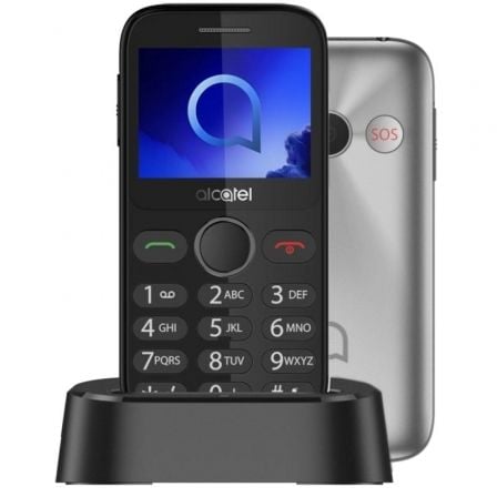 Teléfono Móvil Alcatel 2020X para Personas Mayores/ Plata Metal