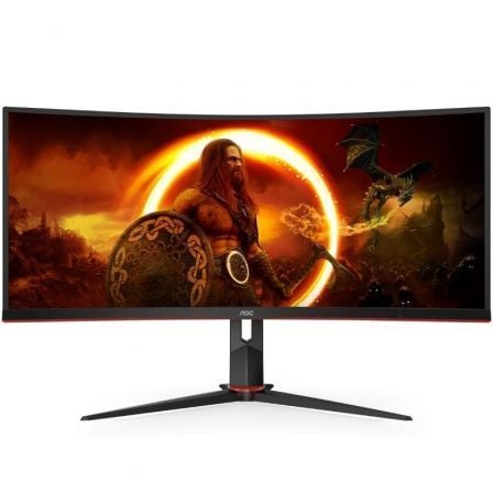 Monitor Gaming Ultrapanorámico Curvo AOC CU34G2X/BK 34'/ WQHD/ 1ms/ 144Hz/ VA/ Negro y Rojo