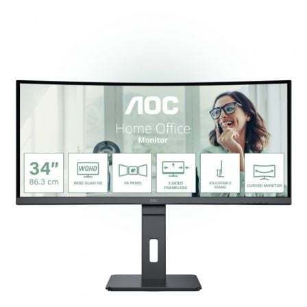 Monitor Profesional Curvo AOC CU34P3CV 34'/ WQHD/ Multimedia/ Negro