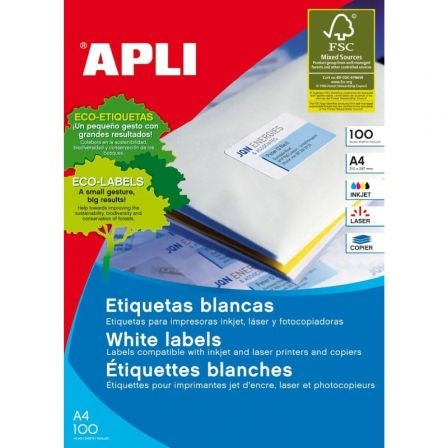 Etiquetas Adhesivas Apli 01263/ 64.6 x 33.8mm/ 100 Hojas