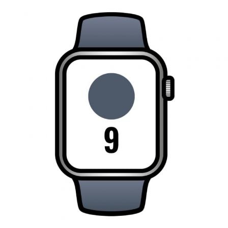 Apple Watch Series 9/ Gps/ Cellular/ 41 mm/ Caja de Acero Plata/ Correa deportiva Azul Tempestad S/M