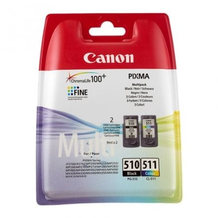 Cartucho de Tinta Original Canon PG-510 + CL-511 Multipack/ Negro/ Tricolor