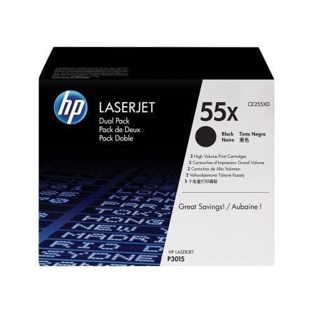 Tóner Original HP nº55X XL Alta Capacidad Multipack/ 2x Negro