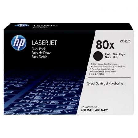 Tóner Original HP nº80X XL Alta Capacidad Multipack/ 2x Negro