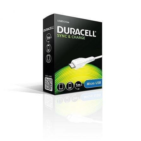 Cable USB 2.0 Duracell USB5013W/ USB Macho - MicroUSB Macho/ 1m/ Blanco