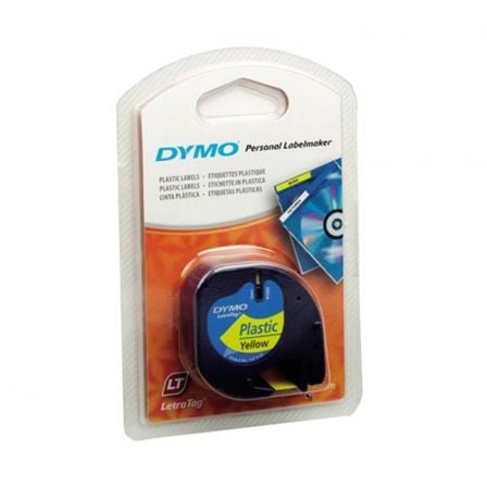 Cinta Rotuladora Adhesiva de Plástico Dymo 91202/ para Letratag/ 12mm x 4m/ Negra-Amarilla