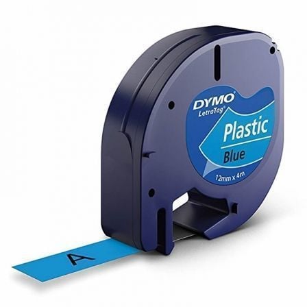 Cinta Rotuladora Adhesiva de Plástico Dymo 91205/ para Letratag/ 12mm x 4m/ Negra-Azul