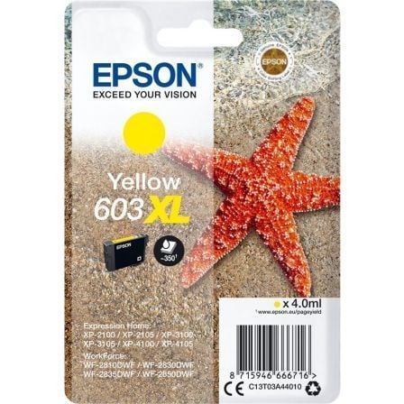 Cartucho de Tinta Original Epson nº603 XL Alta Capacidad/ Amarillo