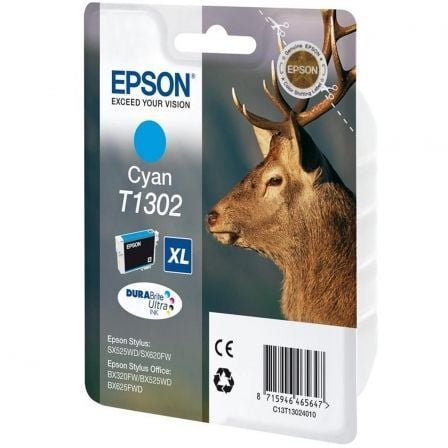 Cartucho de Tinta Original Epson T1302 XL Alta Capacidad/ Cian