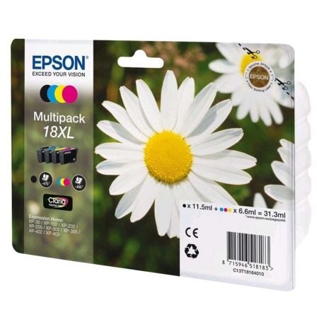 Cartucho de Tinta Original Epson nº18 XL Alta Capacidad Multipack/ Negro/ Cian/ Amarillo/ Magenta