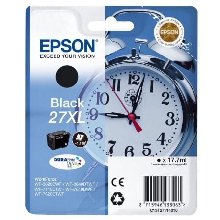 Cartucho de Tinta Original Epson nº27 XL Alta Capacidad/ Negro