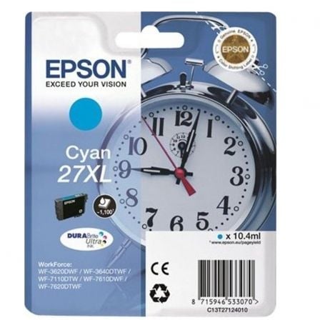 Cartucho de Tinta Original Epson nº27 XL Alta Capacidad/ Cian