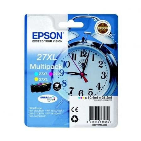 Cartucho de Tinta Original Epson nº27 XL Alta Capacidad Multipack/ Cian/ Amarillo/ Magenta