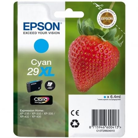 Cartucho de Tinta Original Epson nº29 XL Alta Capacidad/ Cian