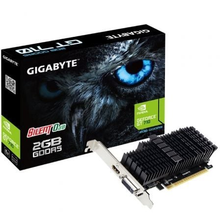 Tarjeta Gráfica Gigabyte GeForce GT 710 Silent/ 2GB DDR5/ Compatible con Perfil Bajo