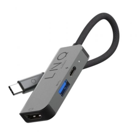 Docking USB Tipo-C Linq LQ48000/ 1x USB Tipo-C Macho/ 1x HDMI 4K Hembra/ 1x USB/ USB Tipo-C PD/ Gris