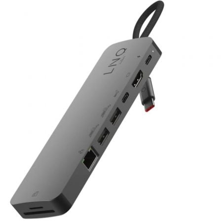 Docking USB Tipo-C Linq LQ48020/ 1xUSB Tipo-C/ 2xUSB/ 1xHDMI 4K/ 1xRJ45/ 1xLector Tarjetas SD y Micro/ 1xNVMe M.2 SSD/ 1xUSB Tipo-C PD/ Gris