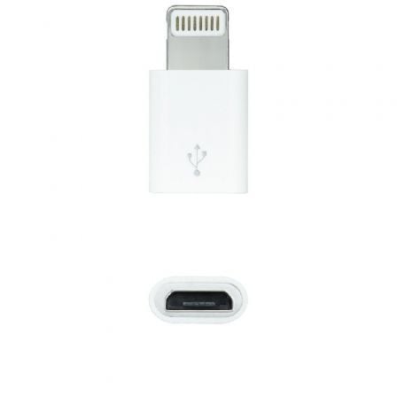 Adaptador Micro USB 2.0 Lightning Nanocable 10.10.4100/ Micro USB Hembra - Lightning Macho/ Blanco